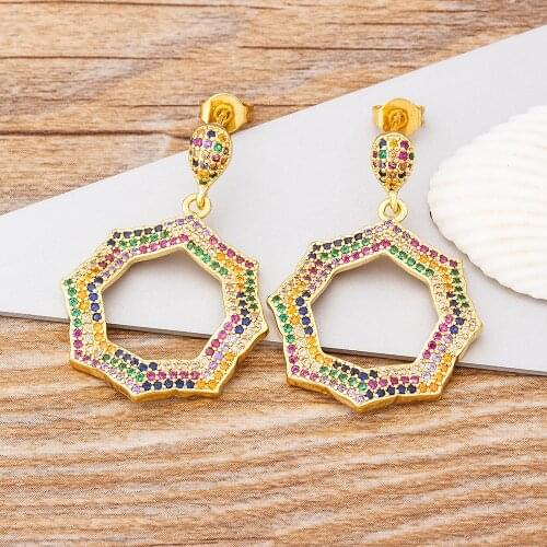 Luxury Fashion Statement Earrings Charm Cubic Zirconia Jewelry For Women Hanging Dangle Drop Earrings Modern Female Wedding Gift