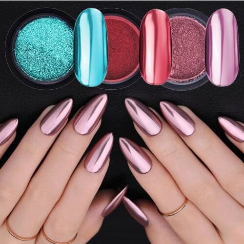 Rose Gold Bubble Mirror Powder Metallic Nail Glitter Holographics Chrome Dust Sparkling Flakes Pigment Manicur Nail Art Decor