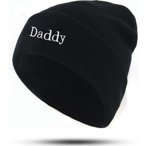 Unisex fashion Daddy hat cotton flexible letter embroidery beanie hats for Autumn Winter warm ski knitted beanies cap Panama