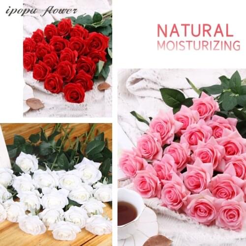10pcs 11pcs/Lot Silk Rose Artificial Flowers Real Touch Rose Flowers for New Year Home Wedding Decoration Party Birthday Gift