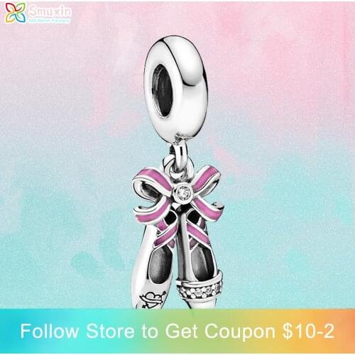 Smuxin 925 Sterling Silver Beads Punk Ballerina Shoes Charms fit Original Pandora Bracelets for Women Jewelry Making Girl Gift