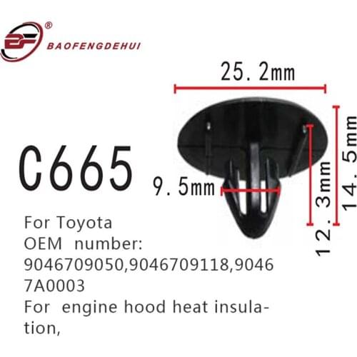 Positioning For Car 9046709050,9046709118,90467A0003 For Toyota Engine Hood Heat Insulation Fastener