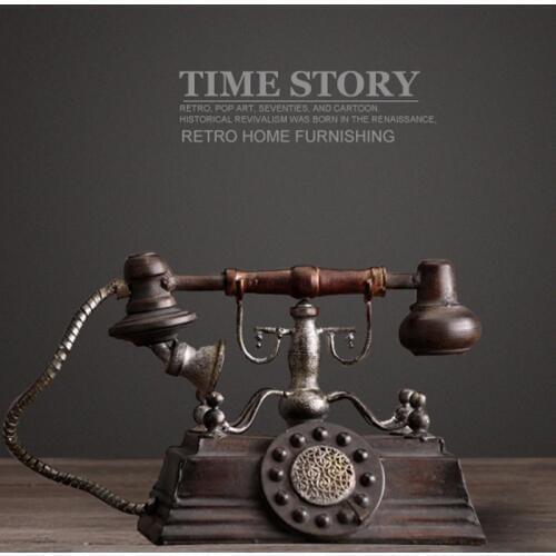 Vintage telephone model retro iron art phone model luxury home decoration photography props handmade model