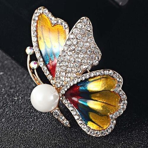 Butterfly Brooches Bouquet For Women Collares enamel Insect Pin Brooch Fashion Esmalte De unhas rhinestone Crystal Pins