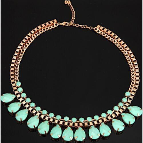 YFJEWE popularity manufacturers selling big black women chain thick green gem crystal pendant necklace for women #N039