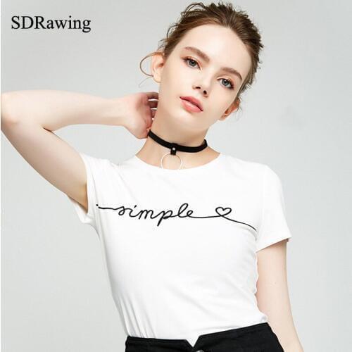 SDRawing simple print Women t shirt fashion Cotton Casual Funny t shirt For Lady sexy Top Tee Hipster Tumblr S-3XL