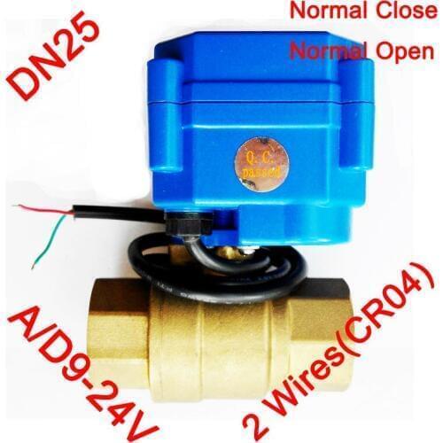 1" Brass electric actuator valve, AC/DC9-24V morotized valve 2 wires (CR04), DN25 Mini Electric valve with spring return