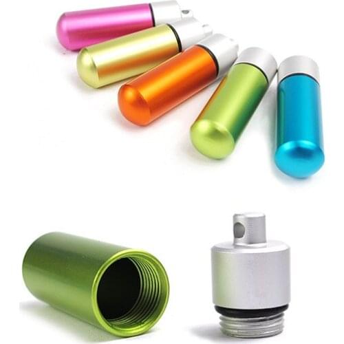 1Pcs Portable Waterproof Sealed Storage Medicine Bottle Aluminum Container Bottle Holder Keychain Carabiner Pill Case Outdoor
