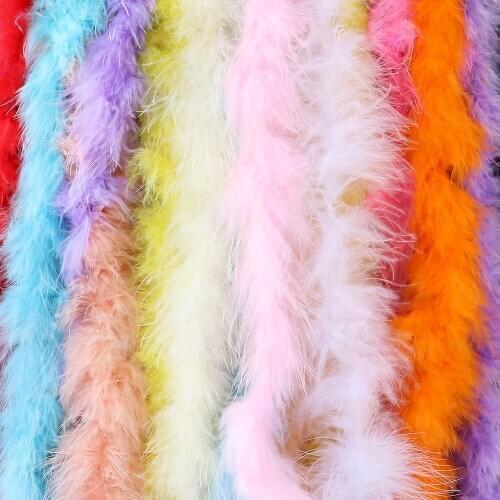 12 Gram Dyed Colorful Turkey Feathers Boa 2 Meter Fluffy Decorative feather scarf in ribbon Wedding Dress Sewing Accessory