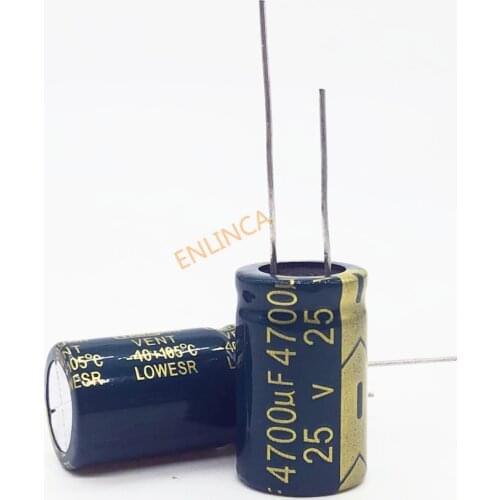 12pcs/lot 25V 4700UF 16*25 high frequency low impedance aluminum electrolytic capacitor 4700uf 25v 20