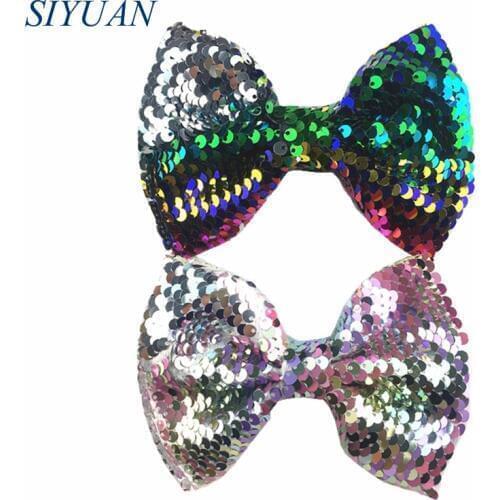 12pcs/lot 5*3.6 inch Reversible Sequin Bow with Hair Clip Girl Princess Fashion Headwear Accessories HDJ138