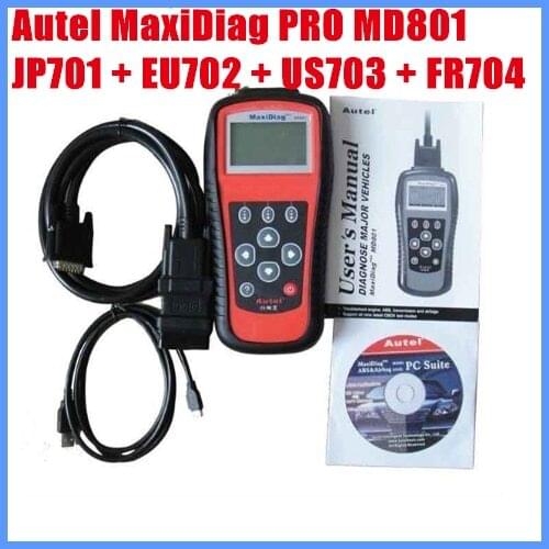 2012 Autel MaxiDiag PRO MD801 4 in 1 Code Reader (JP701 + EU702 + US703 + FR704) Free Shipping