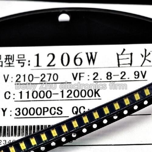 3000PCS/LOT 1206 white SMD LED light-emitting diodes 3216