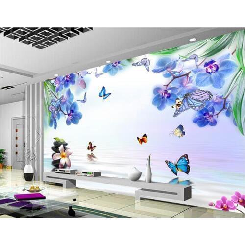 Custom 3d wallpaper for walls 3 d wall murals wallpaper Simple Blue Dream Butterfly Flower mural Background wall papers decor