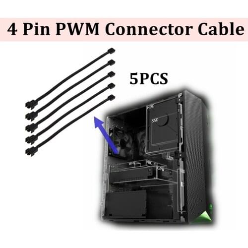 5pcs/lot 4 Pin PWM Connector Case Fan Extension Power Cable for CPU Computer Case Fan 12inch Computer Cables