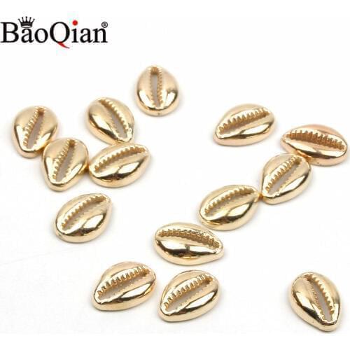 50pcs Golden Plastic Sea Shells Coquillage Beach Decor Diy Home Decoration Marine Style Jewelry Embellishment 12x17/13x19mm