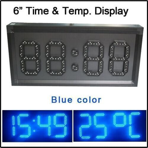 6" blue color,led display for temperature,time,led clock,led module,7 segment of the modules, semi-outdoor LED SIGNS