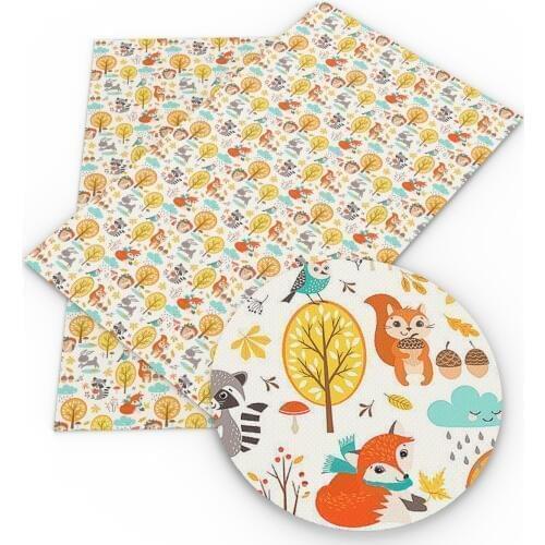 David accessories 20*33cm Animal Fox Deer Faux Synthetic Leather Fabric DIY Sewing Garment Hairbow Bag Decoration Craft,1Yc4718