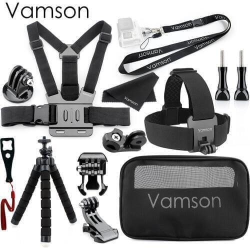 Vamson for DJI OSMO Action Camera Accessories for go pro Hero 9 8 7 6 5 4 Tripod Head Chest Strap for Xiaomi Yi4K VS22