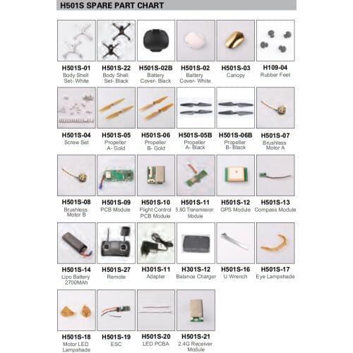Original Hubsan X4 H501S FPV Battery Remote Control Transmission Module Blade Propeller Brushless motor ESC Parts & Accessories