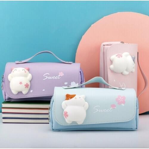 Large Capacity Pencil Case Colorful Pencil Case For Girls Cartoon Animal Stationery School Supplies Pencil Case