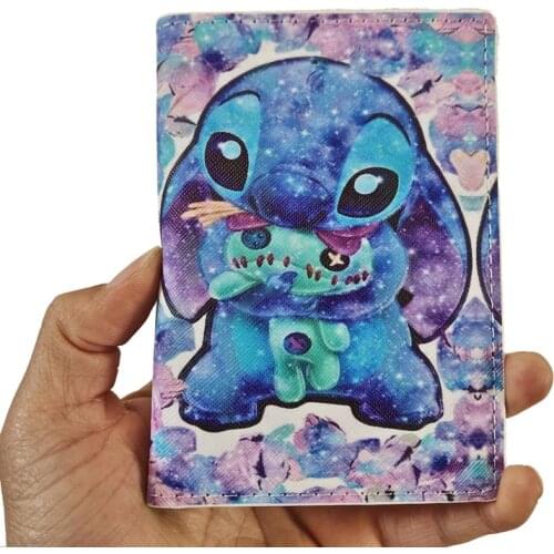 Disney Lilo and Stitch Possport Cover Cartoon Anime PU Outdoor Travel Passport Case for Women Men Document ID Card Holder Unisex