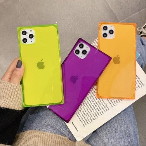 Luxury Transparent Square Candy Phone Case For iPhone 11 Pro Max 6 6s 7 8 Plus X Glitter Soft TPU Simple Phone Back Cover Cases