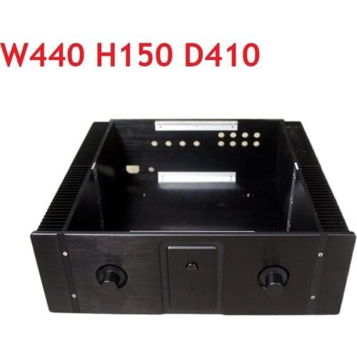Size: D410 W440 H150 DAC Amplifier Case Aluminum Chassis Power Supply DIY Case WA20 all aluminum pure rear power amplifier