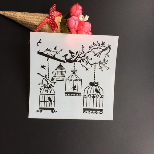 Trees and birds Scapbook Stencil Decorating Tool scrapbooking DIY Decorating Stencil Fondant Pattern Printing Spray Template