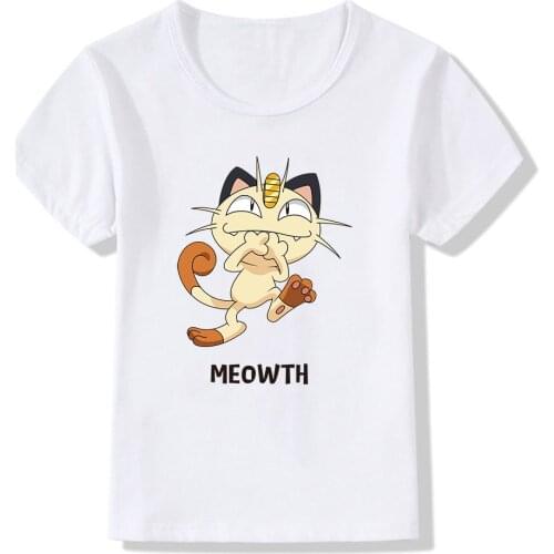 Pokemon Kids T-shirts Meowth Charmander Psyduck Printing Modal T Shirt Boys Children Baby Girls Clothes Tops Pocket Monsters Tee