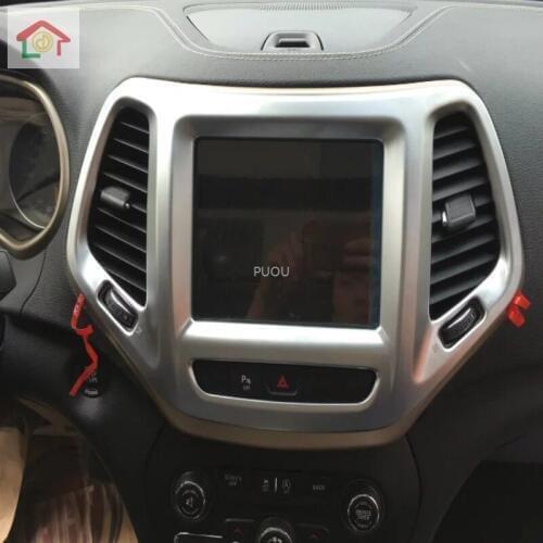 For Jeep Cherokee kl 2014 2015 2016 2017 2018 Chrome Inner GPS navigation decorative frame Cover Trim Car Styling Accessories