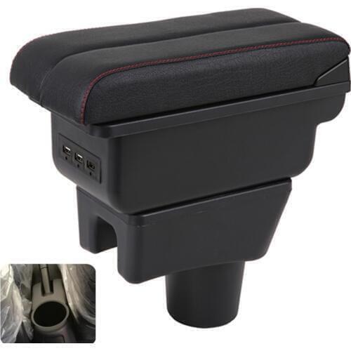 For Mitsubishi Mirage Space Star 2014 - 2018 Storage Box Armrest Arm Rest Dual Layer Black Leather
