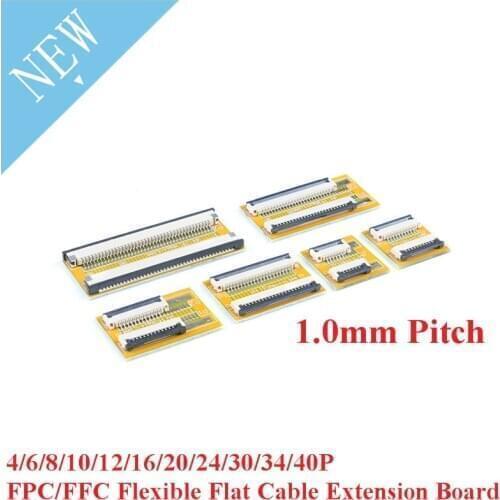 FPC/FFC Flexible Flat Cable Extension Board 1.0mm Pitch 4P/6P/8P/10P/12P/16P/20P/24P/30P/34P/40P Connector 4 6 8 10 12 16 20 Pin