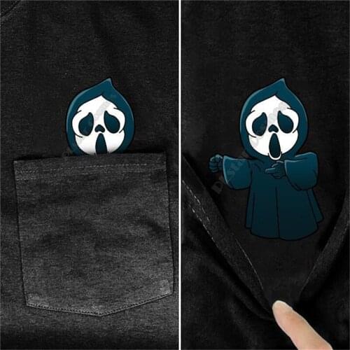 PLstar Cosmos T Shirt summer pocket GHOSTFACE SCREAM printed t-shirt men for women shirts tops funny cotton black tees