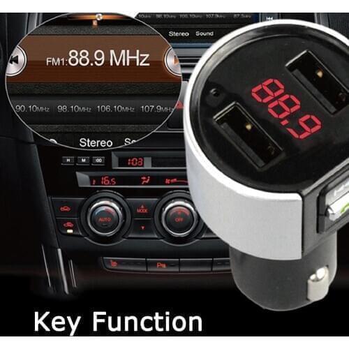 Handsfree Bluetooth 4.2 FM Transmitter Modulator Car Charger Dual USB Adapter Car MP3 Player Wireless Audio Receiver Black