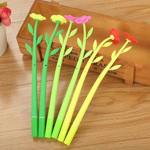 Kawaii Simulation Camellia Gel Pen Cute Creative Flower Learning Water-Based Pen Stationery Decorative Office School Supplies
