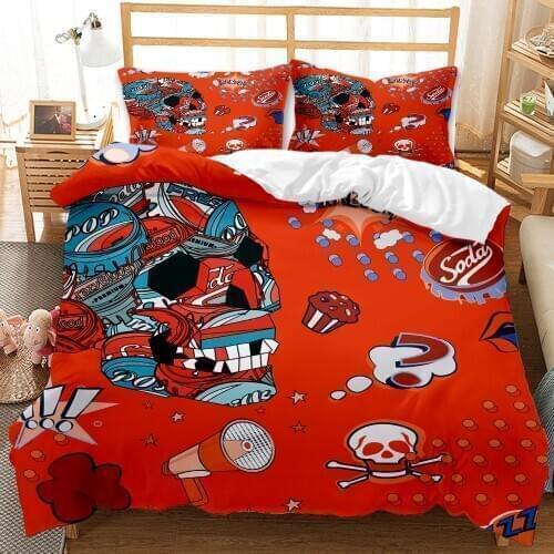 Sugar Skull Bedding Set King Size Fashion Duvet Cover Double Bed Quilts Orange Bedclothes Floral Gothic Vintage Home Textiles