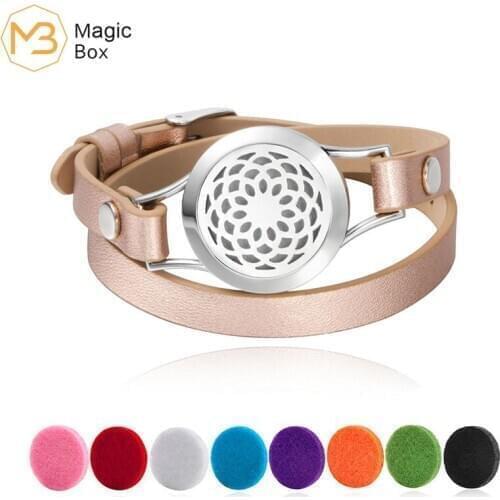 Leather Perfume Bracelet Bohemian Aromatherapy Essential Oil Small Box Bracelet Fashion Ladies Bracelet Gold New Jewelry