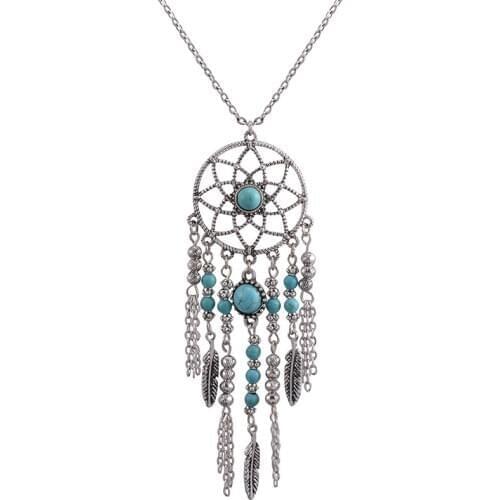 LOVBEAFAS Fashion Bohemian Vintage Long Necklaces & Pendants Leaves Beads Charm Chain Tassel Maxi Tassel Boho Necklace