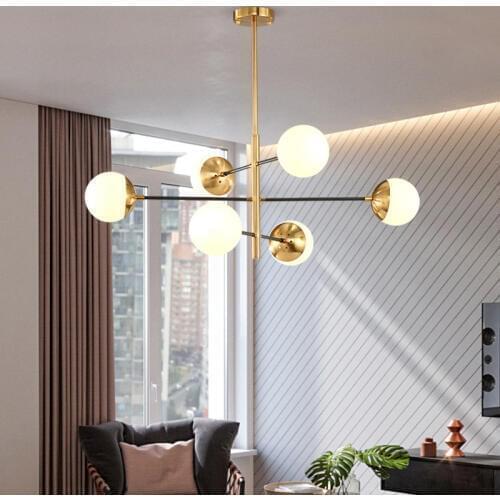 Nordic Magic bean chandelier Modern living room chandeliers Glass ball light fixture Golden LED E14 6/8/10 Heads AC110V 220V
