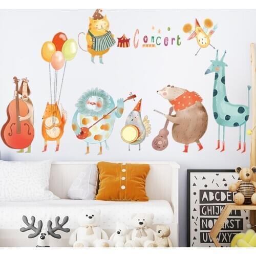 Cute Cartoon Animals Wall Stickers Kids Room Living Room Bedroom Decoration Wallpaper DIY Vinyl 2021 New