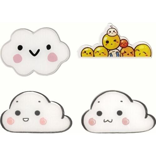 Cute Cloud Vintage Pins For Women Shirt Brooch Cartoon Acrylic Jewelry Badges Hat Clothes Accessories Jewelry Gifts Wholesale