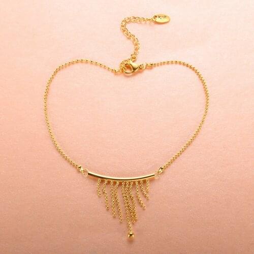 Fashion Gold Color Tassel Bead Chain Charm Anklets Bracelets For Women Leg Foot Summer Beach Jewelry Gift