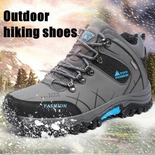 Mens Winter Snow Boots Waterproof Leather Sports Super Warm Mens Boots Outdoor Mens Hiking Boots Work Travel Shoes Size 39-47