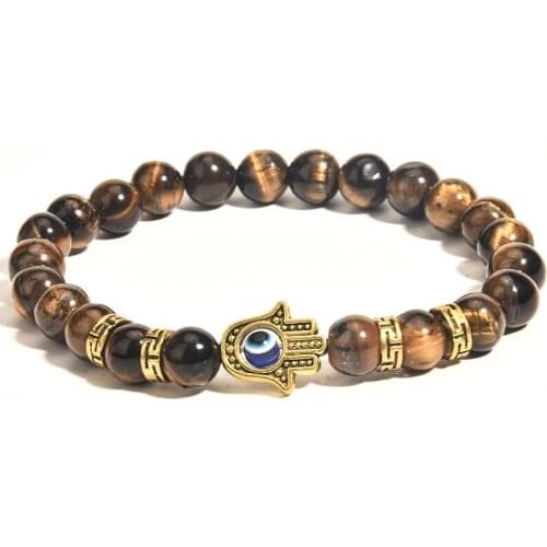 Bangles for Men Party Bangle Punk Yellowish Brown Man Bracelet Beaded Mens Devils Eye Jewelry Retro Fashion Accessories