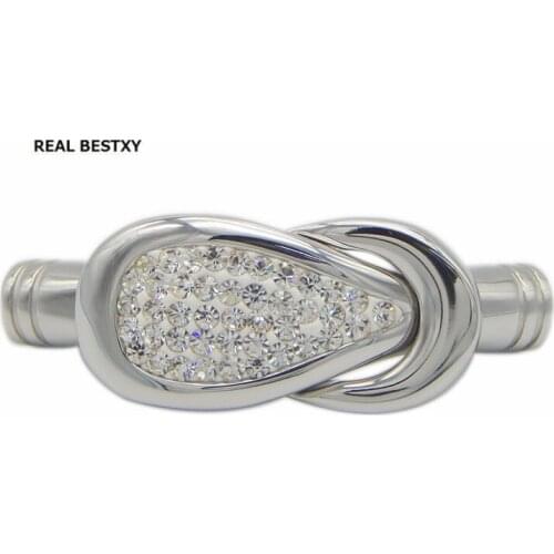 REAL BESTXY 10pcs/lot High quality 316 stainless steel magnetic clasp with crystals for leather bracelets crystal buckle