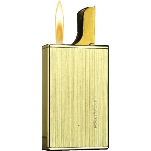 New Honest Copper Shell Individual Creativity Grinding Wheel Open Flame Metal Ignition Smoke Inflatable Gas Lighter Ultra-thin