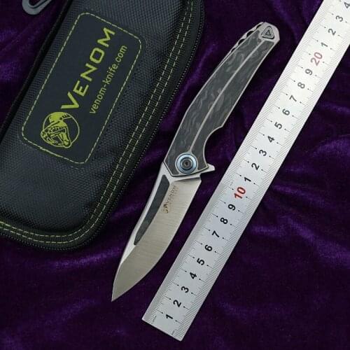 VENOM Kestrel New M390 Steel Outdoor Folding Pocket Knives EDC Tool Titanium Carbon Fiber Handle for Gift Collections
