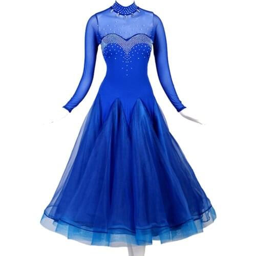 Ballroom dance competition dress standard dresses modern dance costume ballroom waltz dress blue black mq205
