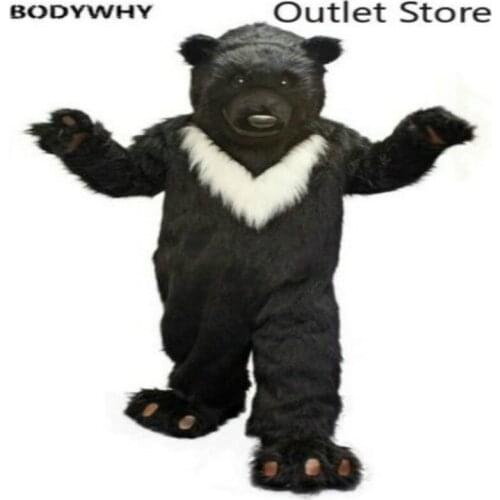 Plush Bear Mascot Costume Black Ferocious Fursuit Cosplay Dress Cartoon Dress Outfits Carnival Halloween Xmas Easter Ad Clothes